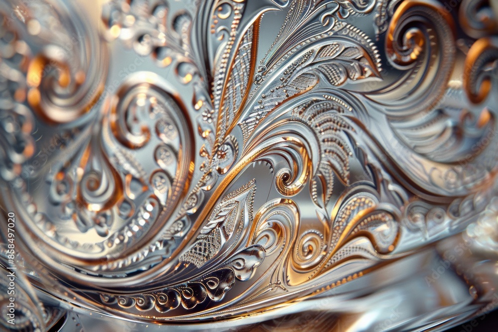 Intricate Paisley Designs in Gold and Silver Intricate Paisley Designs in Gold and Silver