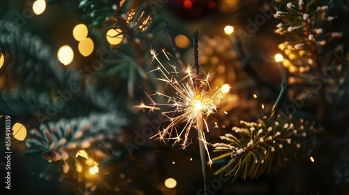 Wallpaper Mural Christmas sparkler burning against dark backdrop Torontodigital.ca