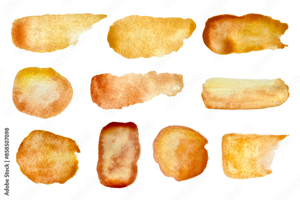 Beige brush strokes isolated. Watercolor art brush painted textured stripes set. Vector backgrounds. Beige brush strokes isolated. Watercolor art brush painted textured stripes set. Vector backgrounds.