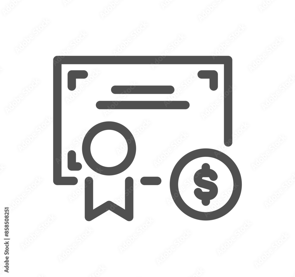 Diploma and certificate related icon outline and linear vector.
Diploma and certificate related icon outline and linear vector.