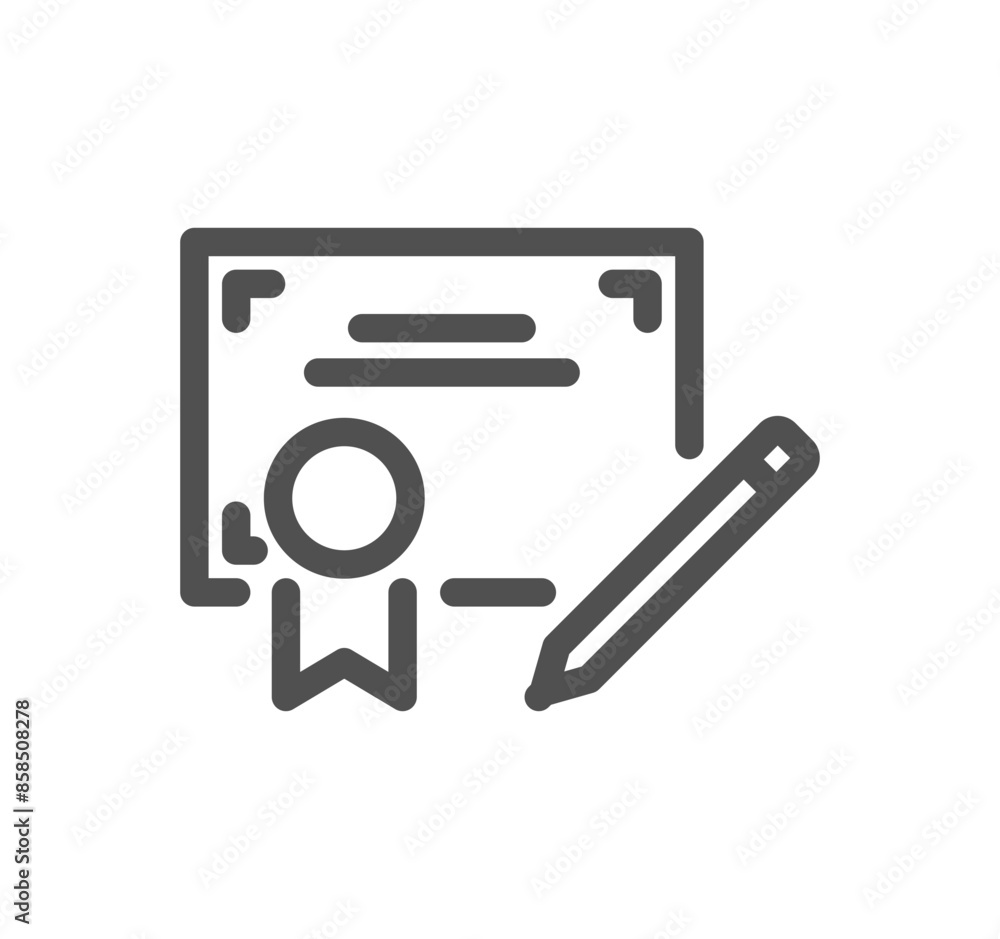Diploma and certificate related icon outline and linear vector.
Diploma and certificate related icon outline and linear vector.