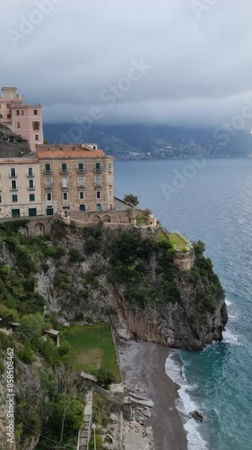  Conca dei Marini beach,Tovere. Beautiful bay and famous resort near Amalfi, Travel and vacation, Italy, Europe
 photo