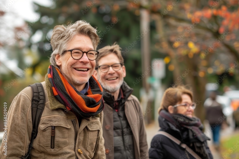 Portrait of a smiling senior man with friends in the background. Portrait of a smiling senior man with friends in the background.
