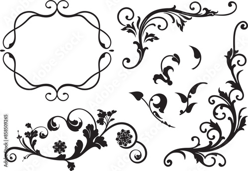Schilderij op canvas Vintage wrought iron corner ornaments and design elements, vector series