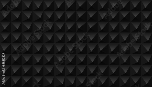Vector Black Pyramid Spikes Backdrop. Podcast Recording Studio Sound Absorbing Material. Acoustical Noise Reduction Foam With Pyramid Shapes. Vector Illustration.
