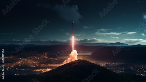 rocket taking off into space