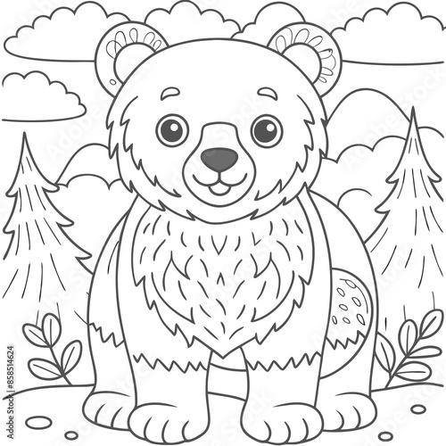 Adorable Bear Coloring Page - Perfect for Kids’ Fun and Learning