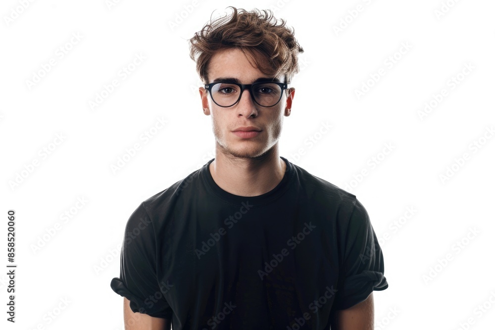 Full length portrait of a modern handsome young man in spectacles. Isolated over white. Full length portrait of a modern handsome young man in spectacles. Isolated over white.
