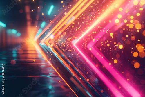 abstract neon arrow. Speed and technology concept.