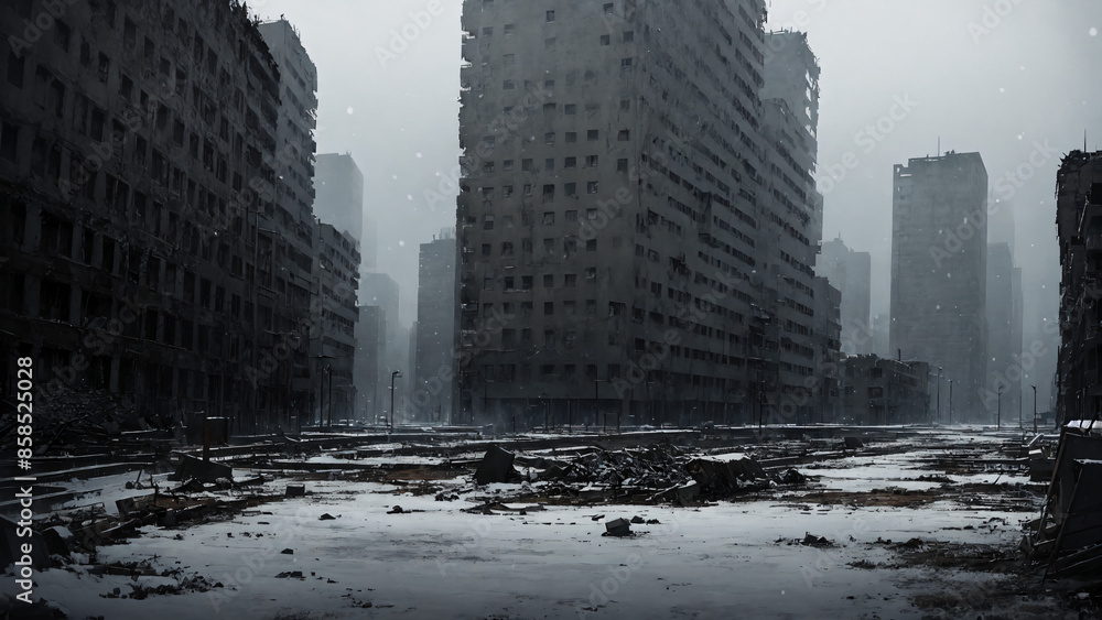 Fototapeta premium Destroyed City