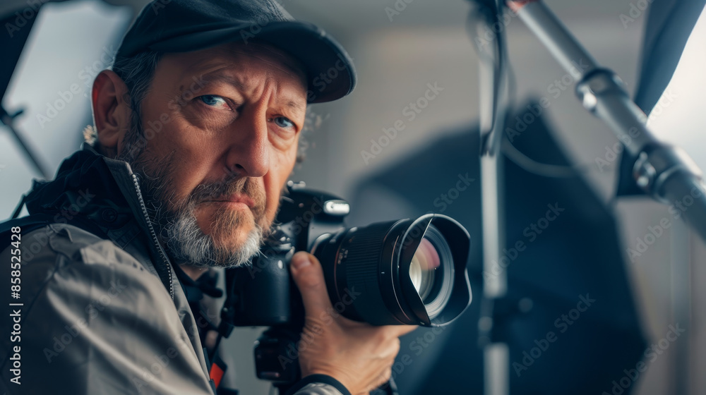 A man with a camera is taking a picture A man with a camera is taking a picture