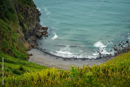 Hidden beach in summer