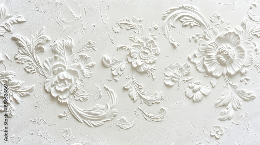 White floral wallpaper detail White floral wallpaper detail