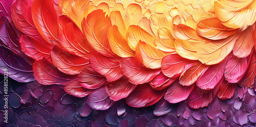  Three-dimensional background illustration with various feathers and down of birds for holiday cards and web development, Generated by AI