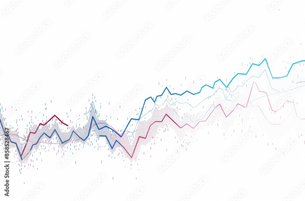 Simple Flat Vector Stock Market Graph with Blue and Red Lines on White Background Simple Flat Vector Stock Market Graph with Blue and Red Lines on White Background