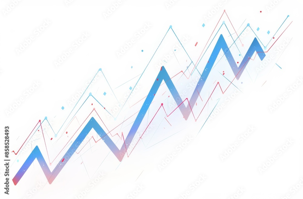 Simple Flat Vector Stock Market Graph with Blue and Red Lines on White Background Simple Flat Vector Stock Market Graph with Blue and Red Lines on White Background
