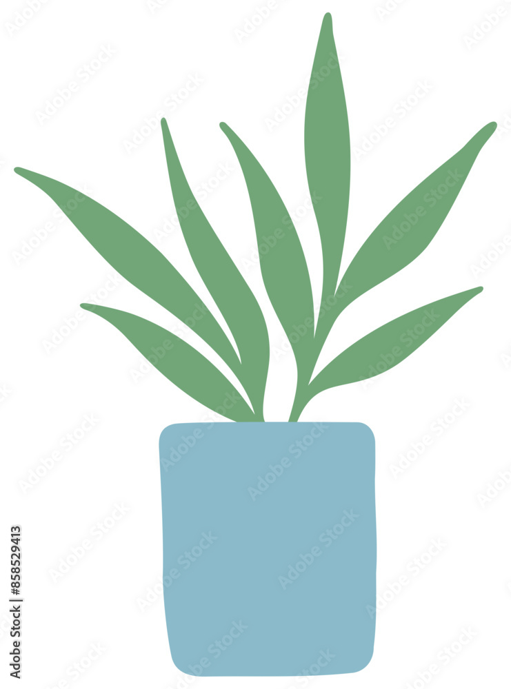Potted Plant | Vector House Plant | Leafy Illustration | Minimalist Leaves In Pot Potted Plant | Vector House Plant | Leafy Illustration | Minimalist Leaves In Pot