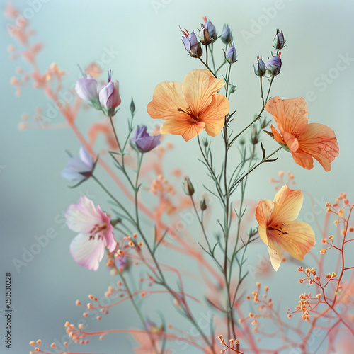 Wallpaper Mural Vibrant and Playful Multicolored Flowers on Soft Background with Copy Space in 1:1 Ratio Torontodigital.ca