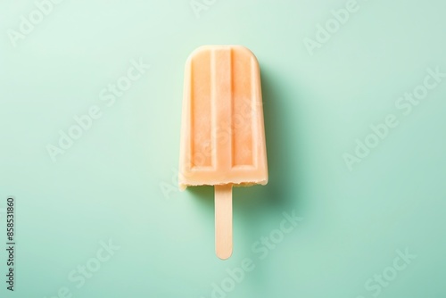 Yellow ice cream stick on pink background. Minimal summer concept.