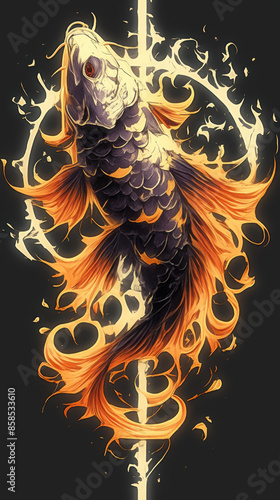 fiery flaming fish photo