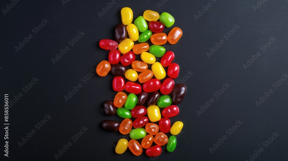 Colorful jujubes candy in vertical arrangement on black background Colorful jujubes candy in vertical arrangement on black background