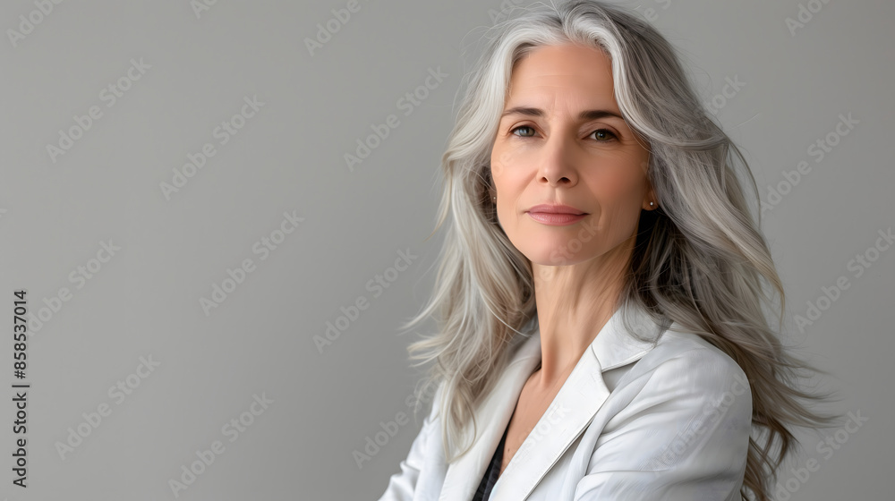 Retrato de mujer madura ejecutiva sobre fondo claro Retrato de mujer madura ejecutiva sobre fondo claro