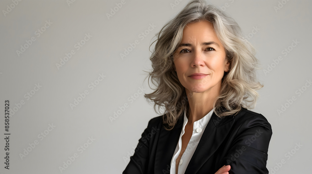 Retrato de mujer madura ejecutiva sobre fondo claro Retrato de mujer madura ejecutiva sobre fondo claro