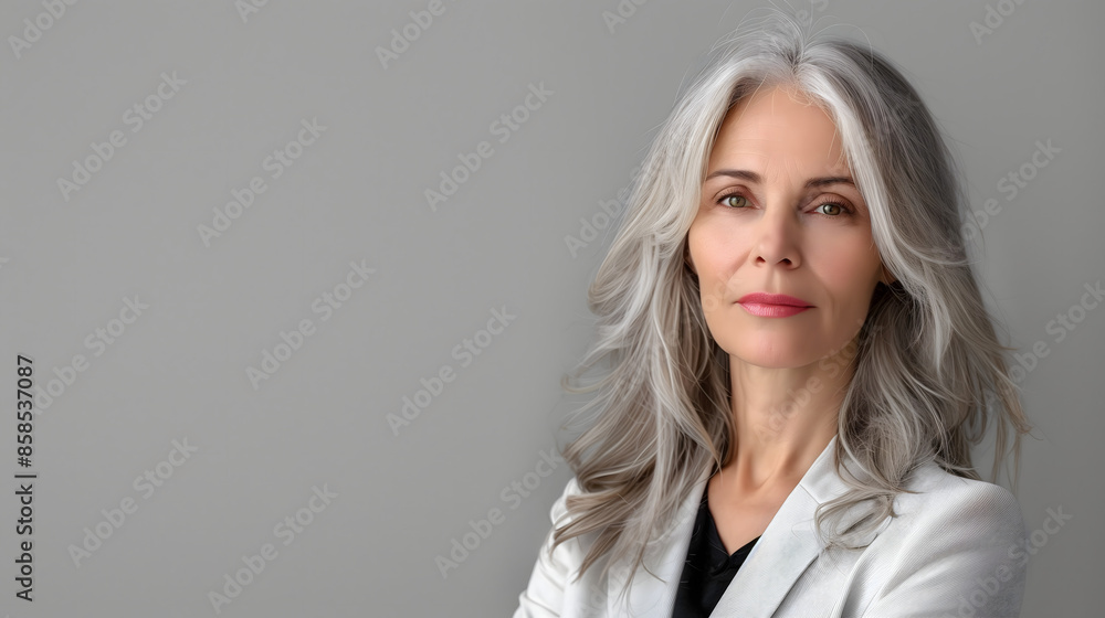 Retrato de mujer madura ejecutiva sobre fondo claro Retrato de mujer madura ejecutiva sobre fondo claro