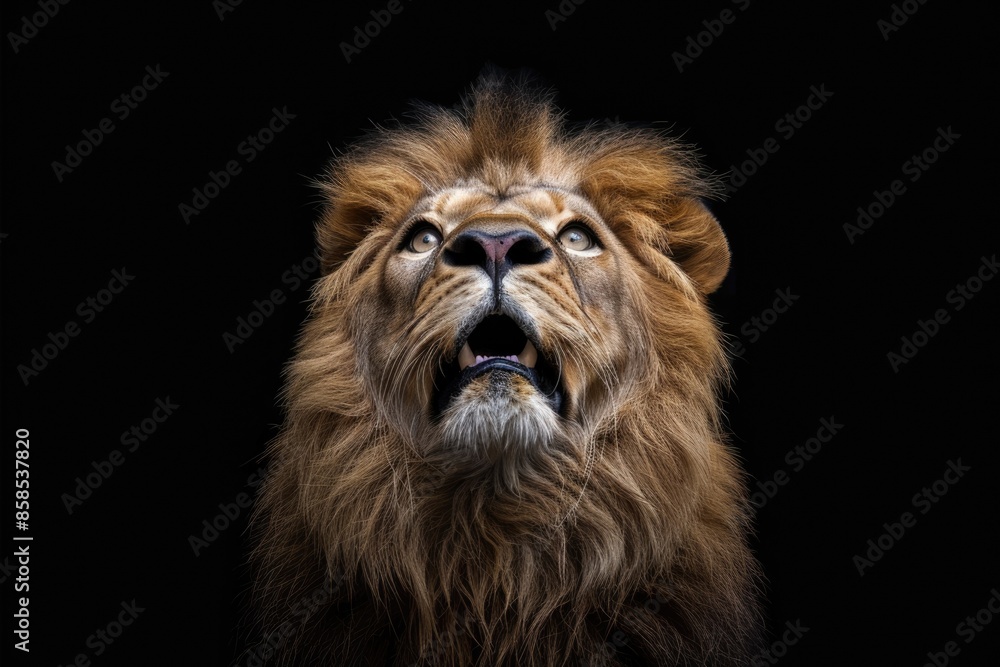 Fototapeta premium Lion king isolated on black