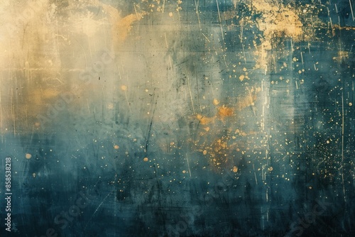 Abstract Grunge Texture with Gold and Blue Tones