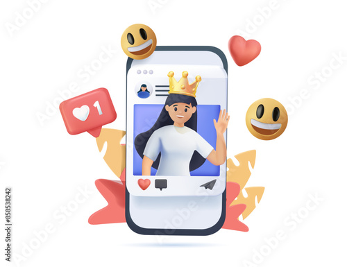 Social Influencer on mobile app, live streaming for digital media engaged in different activities or promotions