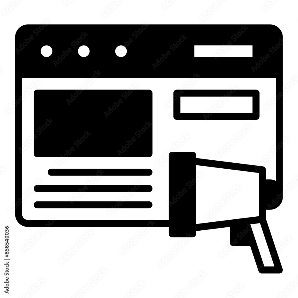 Advertisement glyph icon vector for mobile app, website, logo and presentation design. Advertisement glyph icon vector for mobile app, website, logo and presentation design.