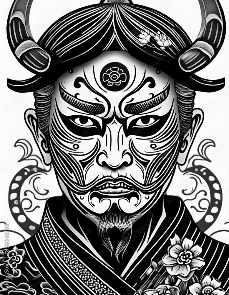Naklejka premium ilustración de personaje demoniaco con estilo de arte japonés 15