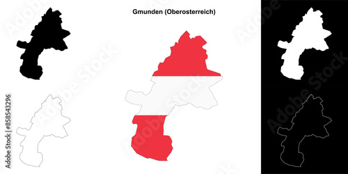 Gmunden blank outline map set