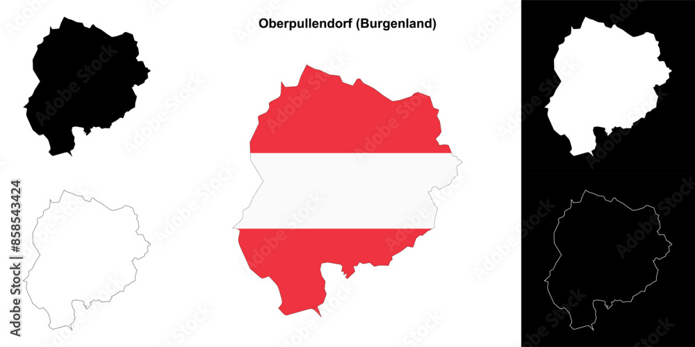 Obraz premium Oberpullendorf blank outline map set