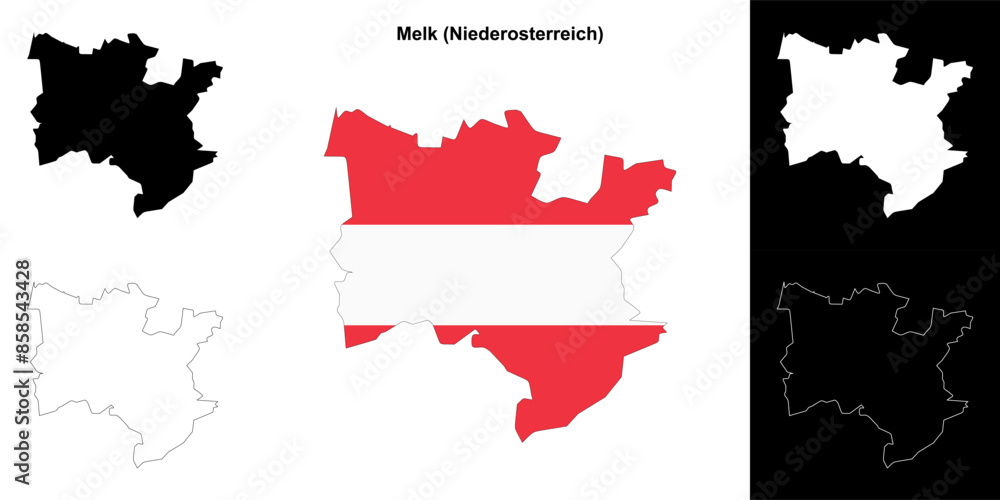 Fototapeta premium Melk blank outline map set