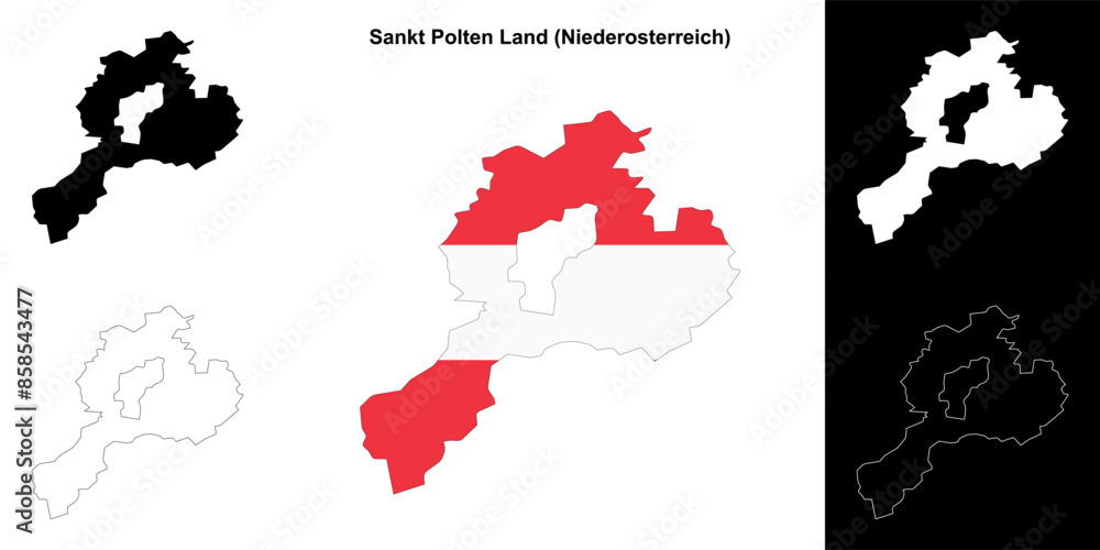 Sankt Polten Land blank outline map set Sankt Polten Land blank outline map set