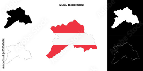 Murau blank outline map set photo