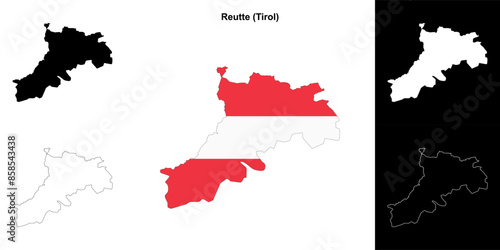 Reutte blank outline map set