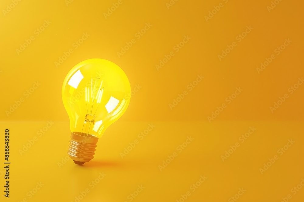 Glowing light bulb on yellow background. Generative Ai Glowing light bulb on yellow background. Generative Ai