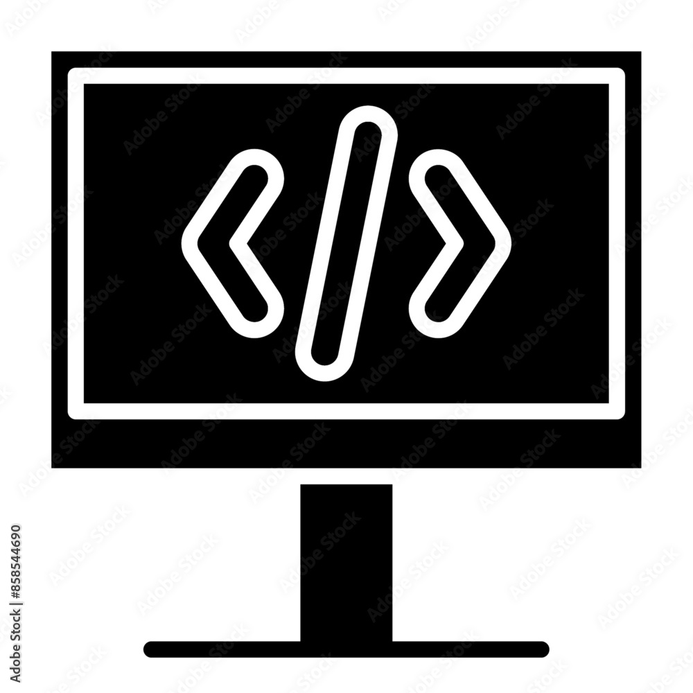 Coding solid icon vector for mobile app, website, logo and presentation design. Coding solid icon vector for mobile app, website, logo and presentation design.
