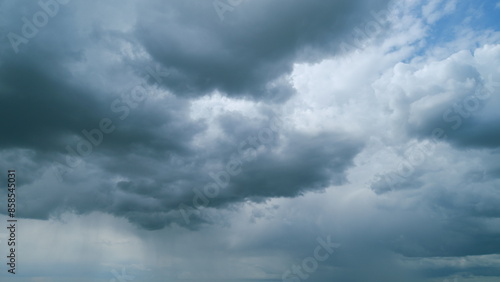 Overcast cloudiness weather. Moving dramatic clouds. Hurricane skies. Weather and overcast concept. Timelapse.