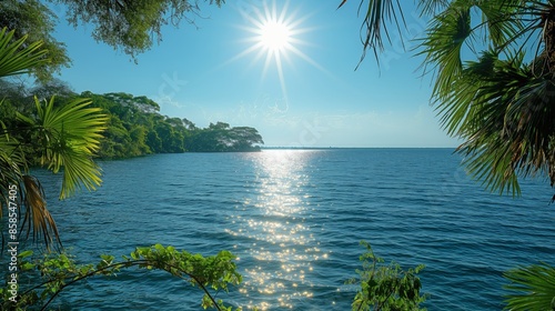 Tranquil Day at Lake Chilwa: Clear Waters and Lush Surroundings photo