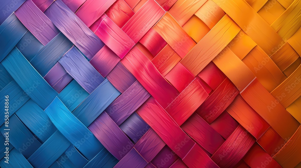 Fototapeta premium Vibrant Gradient Tile Pattern: Colorful Woven Texture