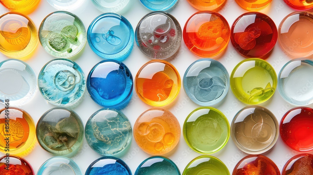 Vibrant Glass Circles on White Background