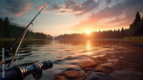 fishing in the sunset