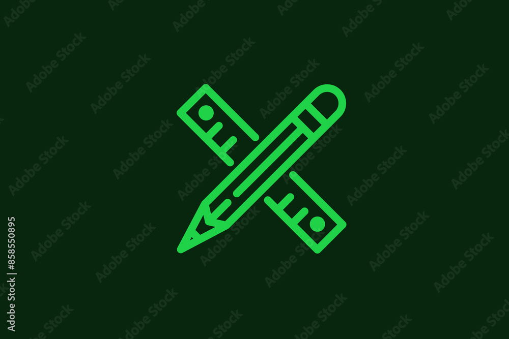 pencil and ruler illustration in line style design. Vector illustration. pencil and ruler illustration in line style design. Vector illustration.