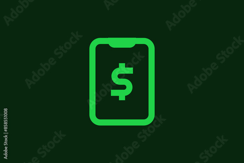  Geometric digital money icon. Vector illustration mobile money in flat design.