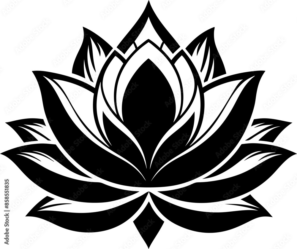 Silhouette lotus flower on a white background free vector art Silhouette lotus flower on a white background free vector art