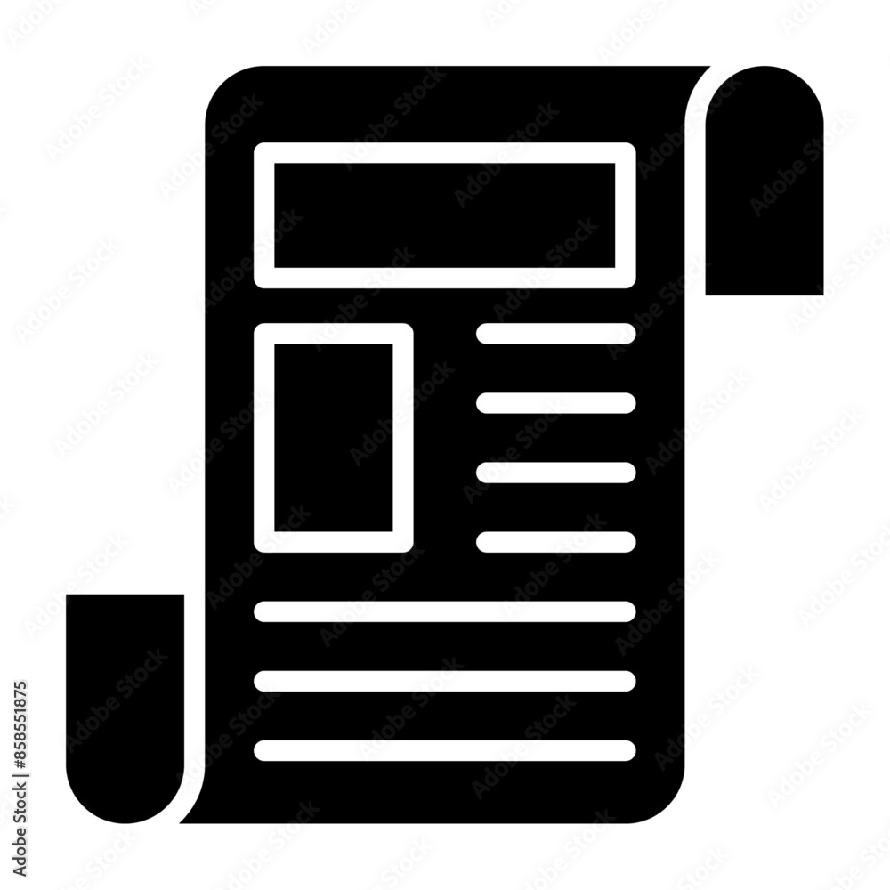 Newspaper solid icon vector for mobile app, website, logo and presentation design. Newspaper solid icon vector for mobile app, website, logo and presentation design.